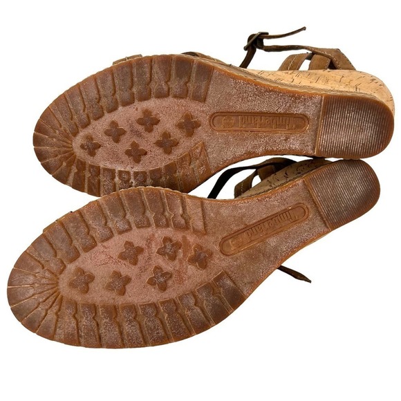 TIMBERLAND Maeslin Buckle Leather Cork Heel Wedge Sandal Womens Size 9 - Picture 13 of 16